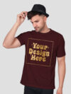 Man Customize Maroon Gold Printed Tshirt - Image 3