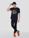 Man Customize Navy Blue Gold Printed Tshirt - Image 3