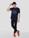 Navy Blue Rainbow Reflective Man Customize Tshirt - Image 2