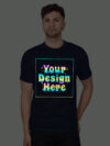 Navy Blue Rainbow Reflective Man Customize Tshirt
