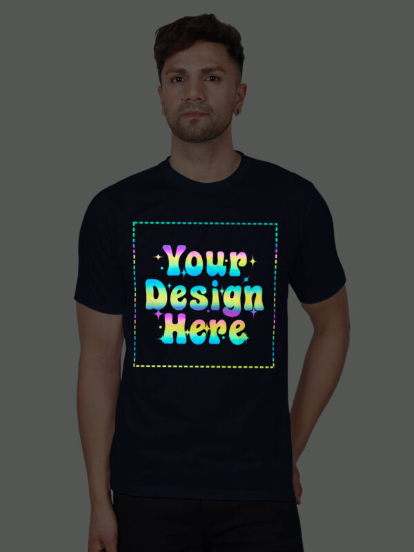 Navy Blue Rainbow Reflective Man Customize Tshirt - Image 1