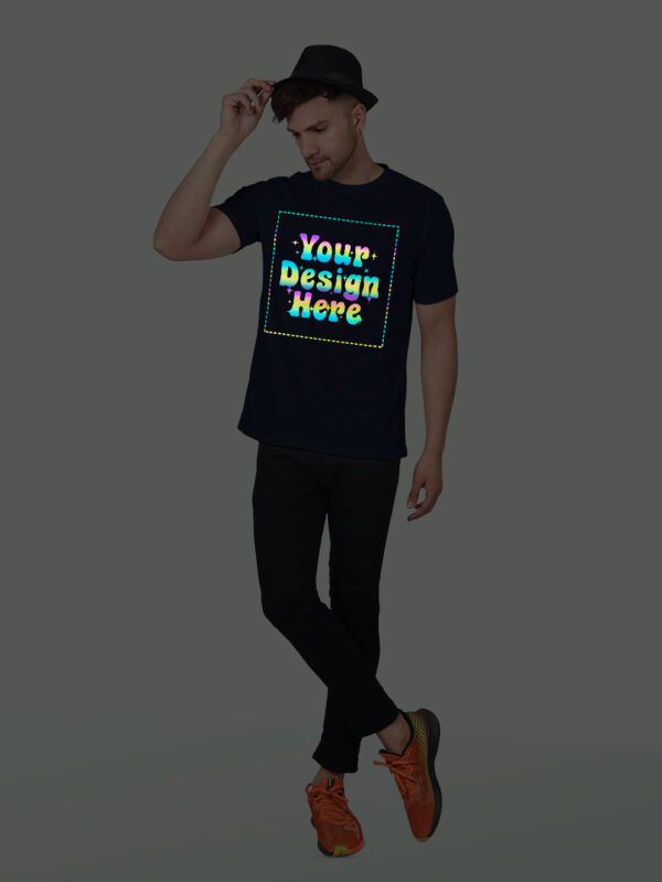 Navy Blue Rainbow Reflective Man Customize Tshirt - Image 5