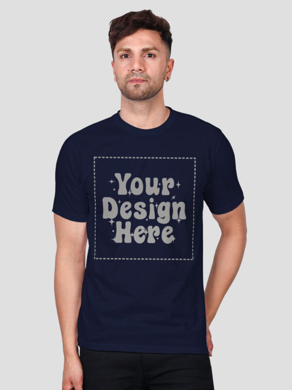 Navy Blue Reflective Print Customize Man Tshirt - Image 5