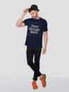 Navy Blue Reflective Print Customize Man Tshirt - Image 2