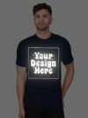 Navy Blue Reflective Print Customize Man Tshirt