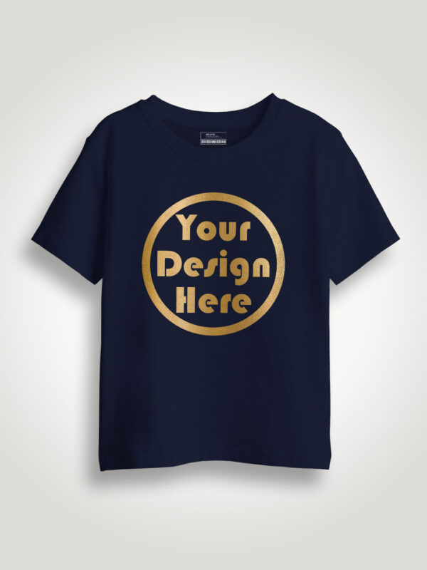Navy Blue Gold Print Customize Kids Tshirt - Image 1
