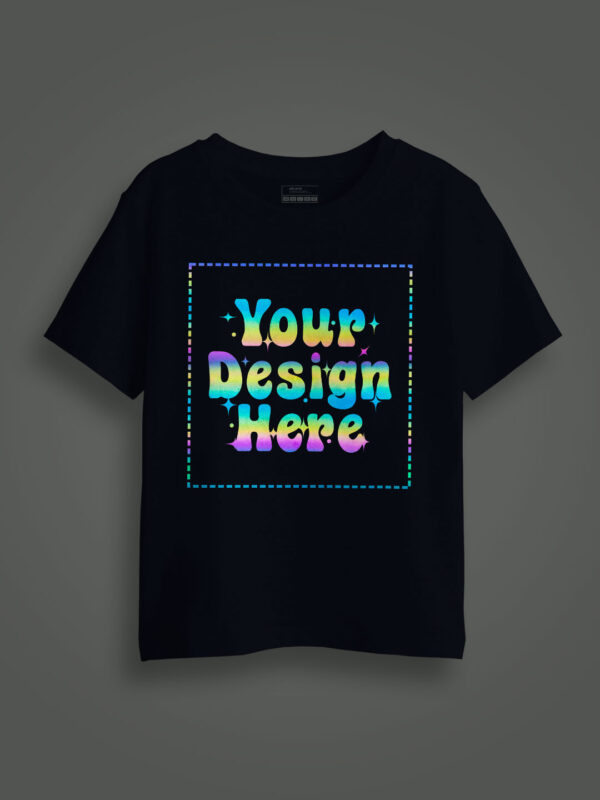 Navy Blue Rainbow Reflective Kids Customize Tshirt - Image 1