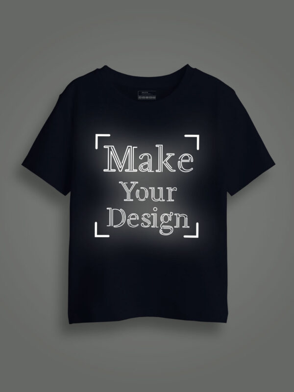 Navy Blue Reflective Print Customize Kids Tshirt - Image 1