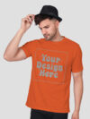 Orange Reflective Print Customize Man Tshirt - Image 2