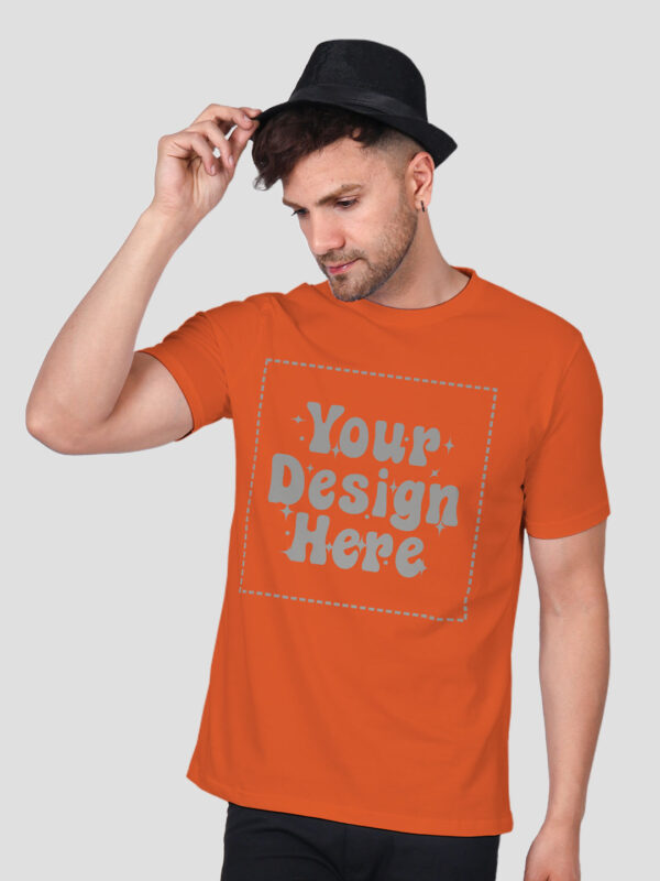 Orange Reflective Print Customize Man Tshirt - Image 2