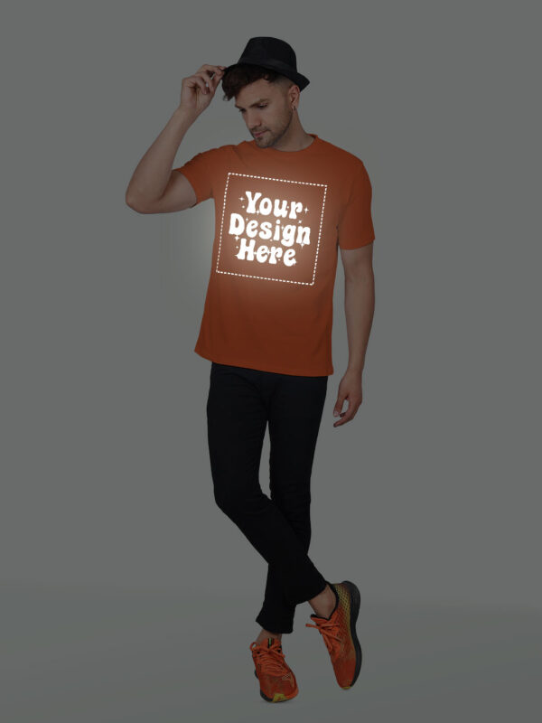 Orange Reflective Print Customize Man Tshirt - Image 6
