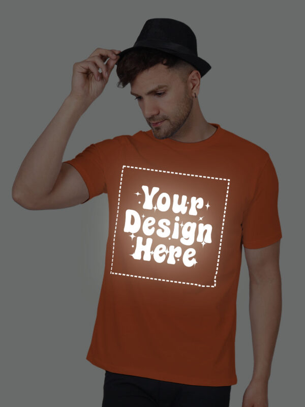 Orange Reflective Print Customize Man Tshirt - Image 4