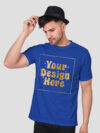 Man Customize Royal Blue Gold Printed Tshirt - Image 2
