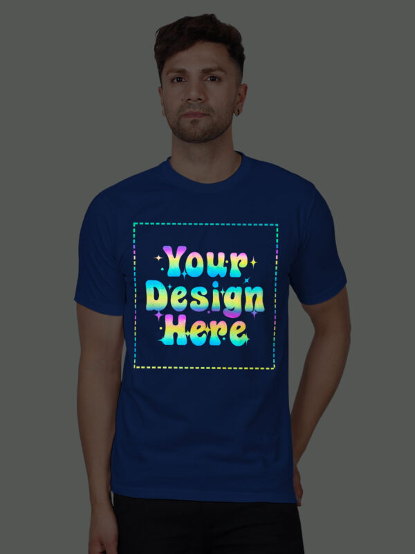Royal Blue Rainbow Reflective Man Customize Tshirt - Image 1