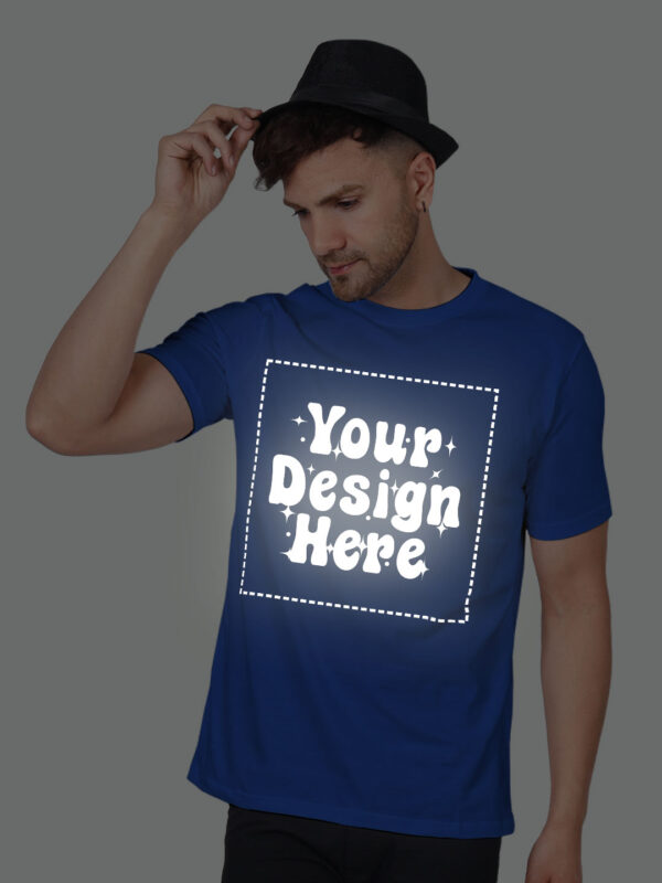Royal Blue Reflective Print Customize Man Tshirt - Image 6