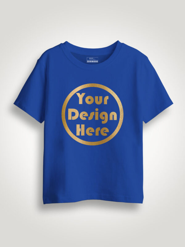 Royal Blue Gold Print Customize Kids Tshirt - Image 1