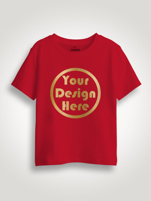 Red Gold Print Customize Kids Tshirt - Image 1