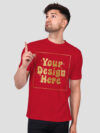Man Customize Red Gold Printed Tshirt