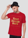 Man Customize Red Gold Printed Tshirt - Image 3
