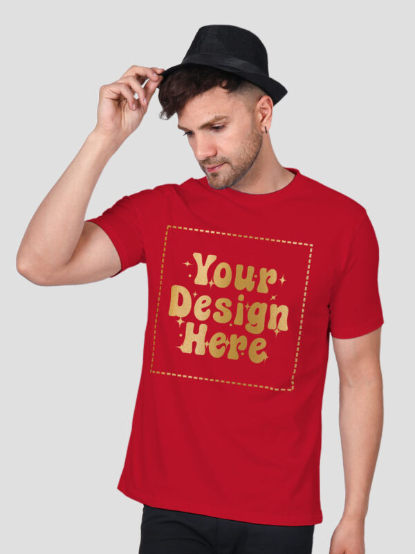 Man Customize Red Gold Printed Tshirt - Image 3
