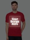 Red Reflective Print Customize Man Tshirt