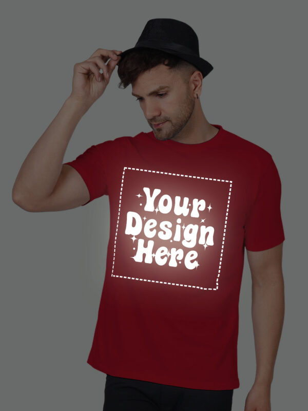Red Reflective Print Customize Man Tshirt - Image 6