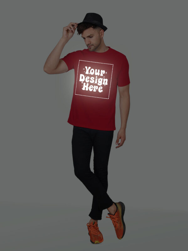 Red Reflective Print Customize Man Tshirt - Image 4