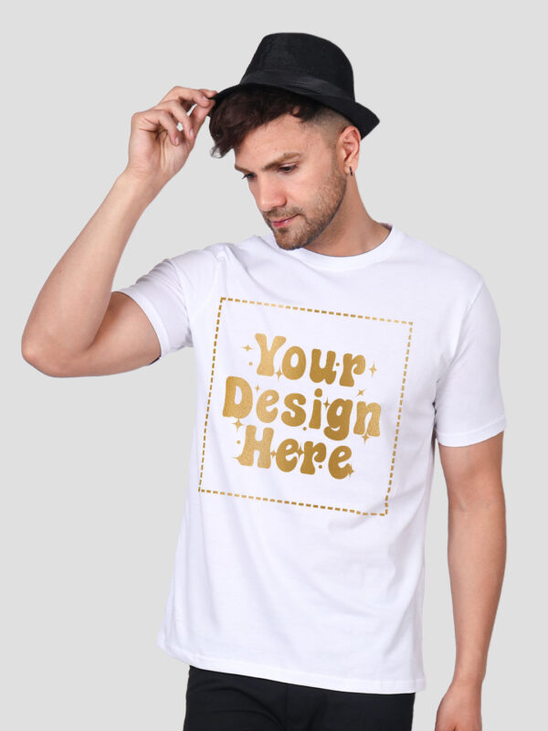 Man Customize White Gold Printed Tshirt - Image 3