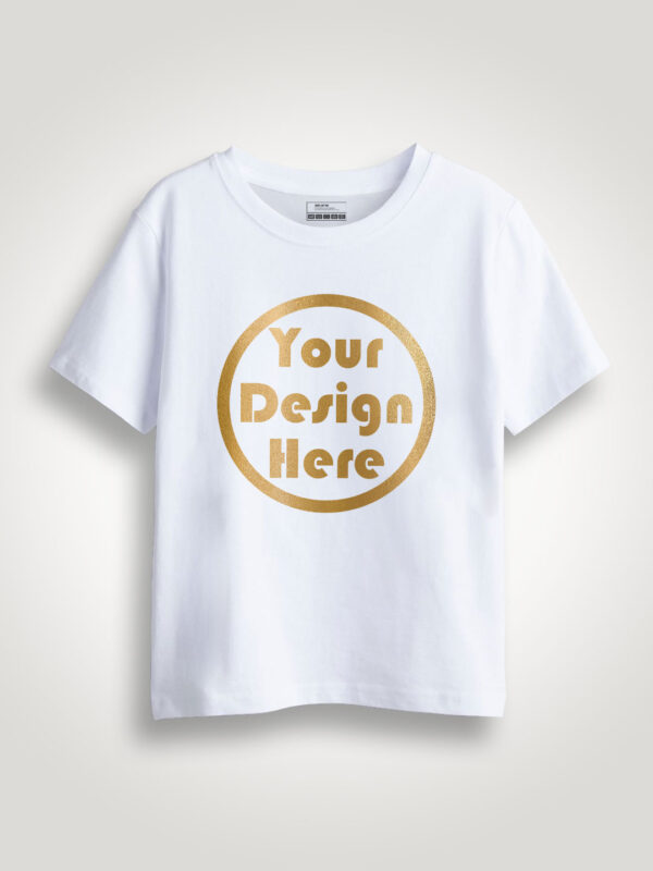 White Gold Print Customize Kids Tshirt - Image 1