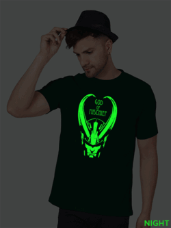 Bgreen Cotton God of Mischief Men Glow in Dark T-shirt