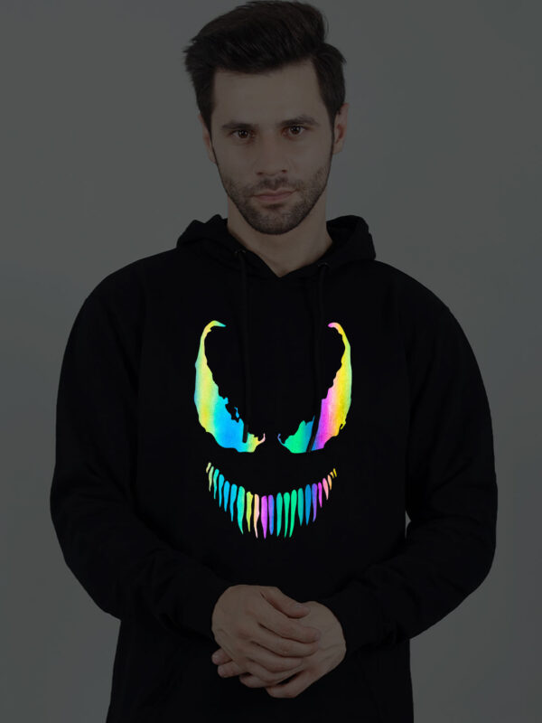 Venom Rainbow Reflective Man Black Hoodie - Image 1