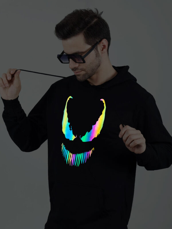 Venom Rainbow Reflective Man Black Hoodie - Image 5