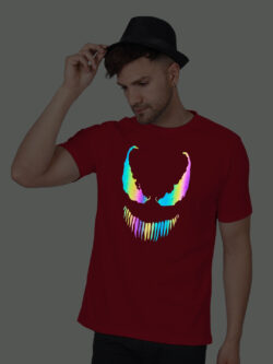 Red Cotton Venom Men Rainbow Reflective T-shirt