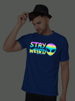 Rblue Cotton Stay Weird Men Men Rainbow Reflective T-shirt