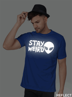 Rblue Cotton Stay Weird Men Reflective T-shirt