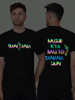 Black Cotton Banana Men Rainbow Reflective T-shirt