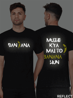 Black Cotton Banana Men Reflective T-shirt