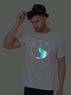 White Cotton Penguin Men Rainbow Reflective T-shirt