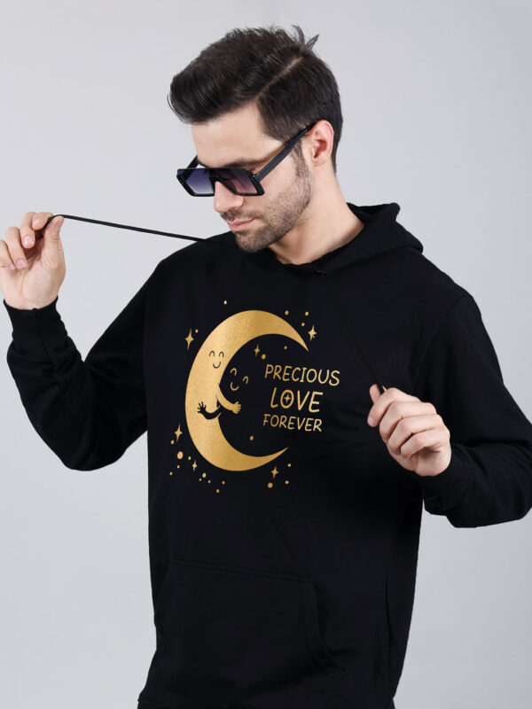 Moon Loves Night Hoodie Metalic Gold Print - Image 2
