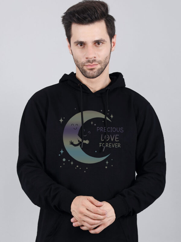 Moon Loves Night Rainbow Reflective Man Black Hoodie - Image 2