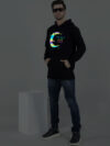Moon Loves Night Rainbow Reflective Man Black Hoodie - Image 5