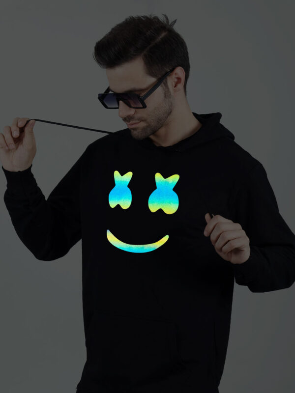 Marshmello Rainbow Reflective Man Black Hoodie - Image 3
