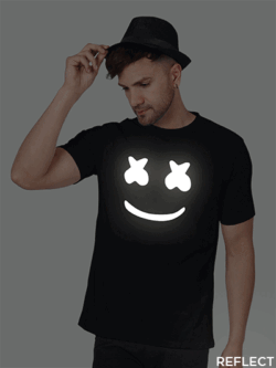 Black Cotton Marshmello Men Reflective T-shirt