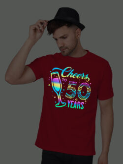 Red Cotton Cheer to Years Men Rainbow Reflective T-shirt