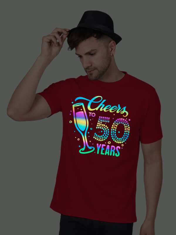 Red Cotton Cheer to Years Men Rainbow Reflective T-shirt
