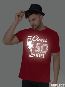 Red Cotton Cheer to Years Men Reflective T-shirt