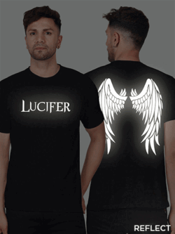 Black Cotton Lucifer Men Reflective T-shirt