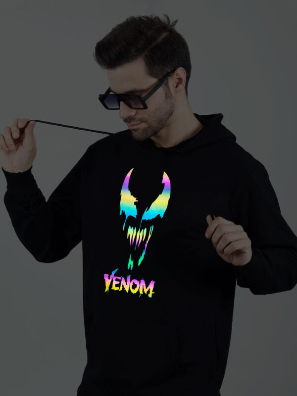 Venom Stylish Rainbow Reflective Man Black Hoodie - Image 3
