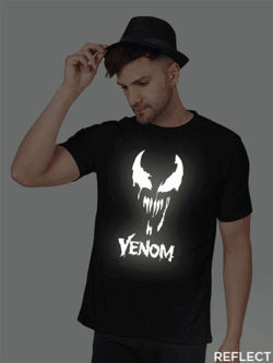 Black Cotton Venom Stylish Men Reflective T-shirt