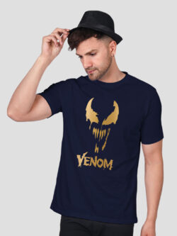 Nblue Cotton Venom Stylish Men Gold Printed T-shirt
